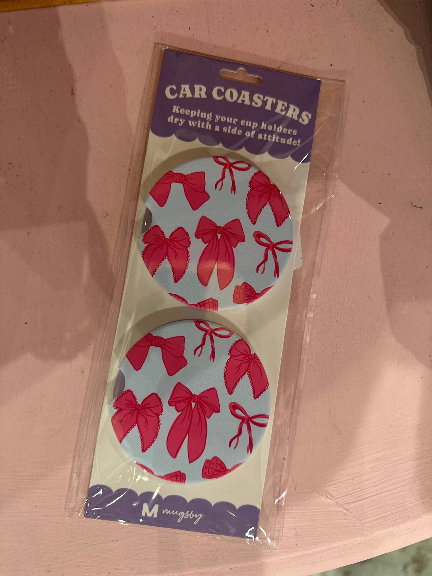 Pink Bows Car coaster