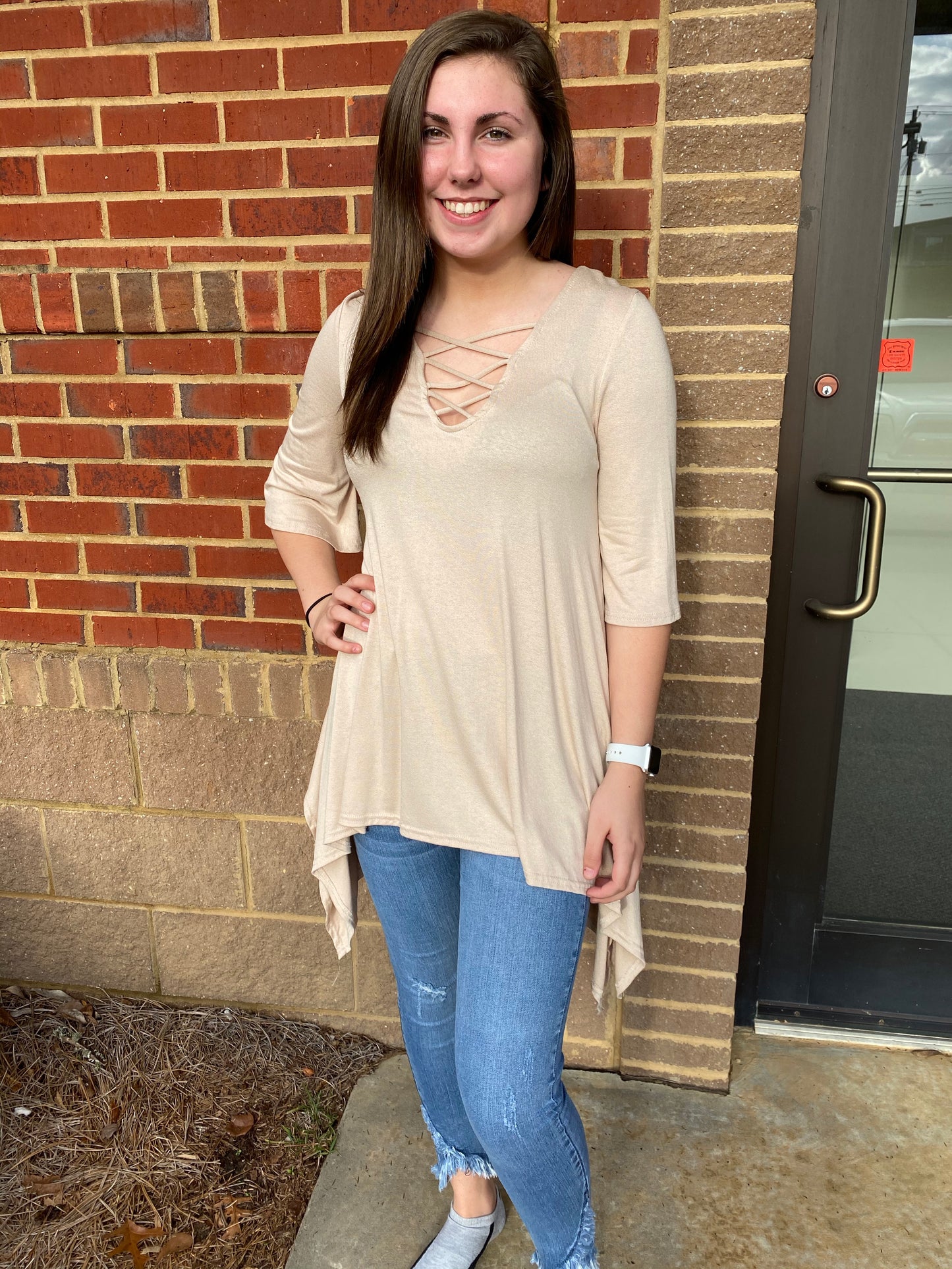 Cream Criss Cross Top