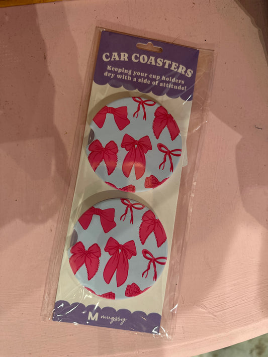 Pink Bows Car coaster