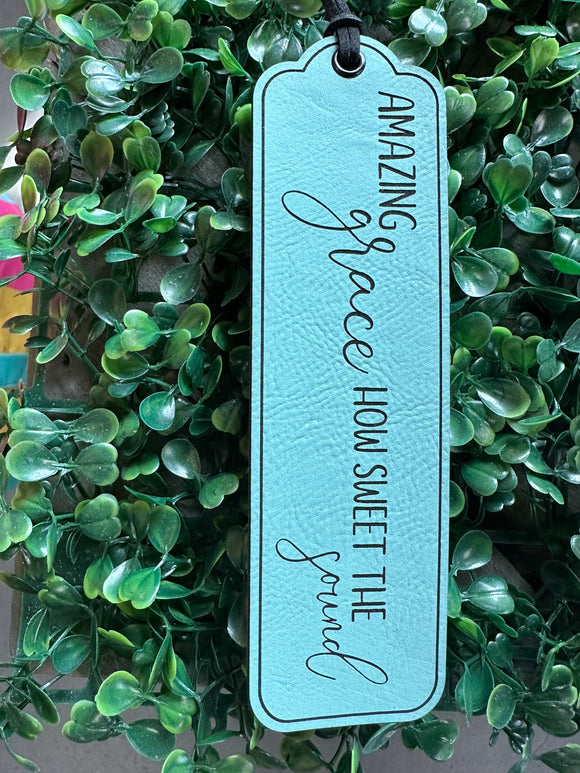 Amazing Grace Leather Bookmark