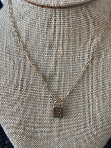 E Lock initial necklace