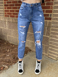 High rise Distressed Mom Jeans