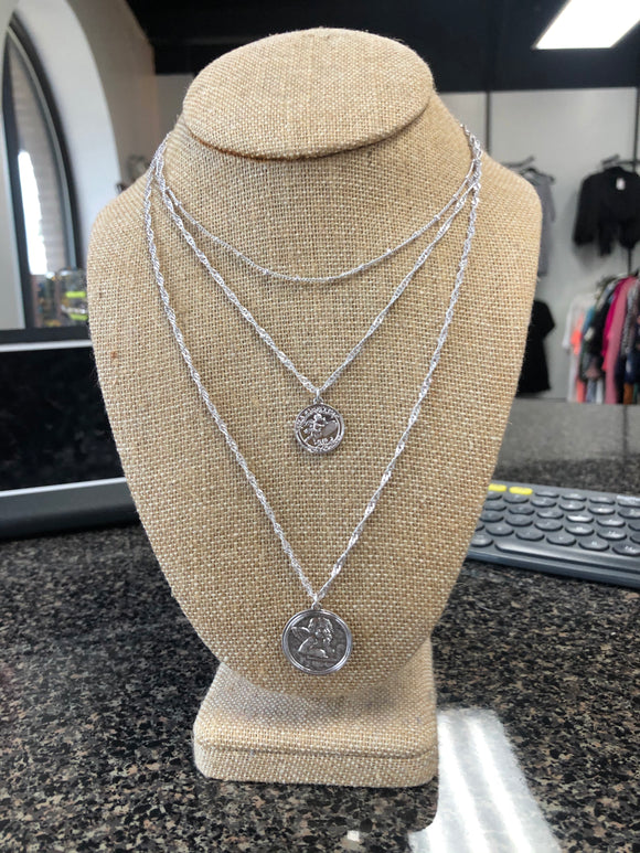 Double Silver Coin Necklace