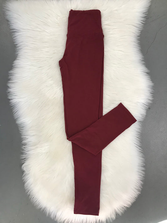 Burgundy Yoga Band Leggings