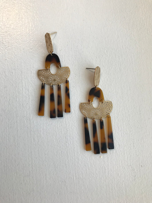 Brown Tortoise Chandiler Earrings